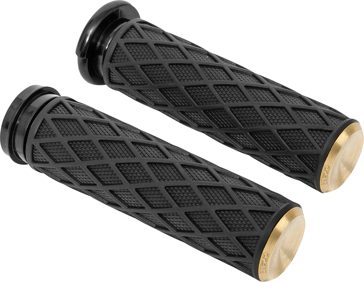 thumbnail image 2 of Vintage Coke Bottle Style Soft Rubber Handlebar Grips - Black, 25.4mm, Retro Motorcycle Grips (Pair) 2 of 10