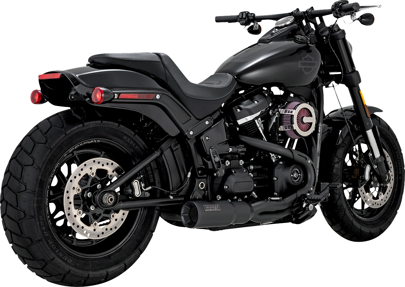 Vance & Hines 2-into-1 Black Upsweep Short Exhaust 2018-2023 Harley Softail