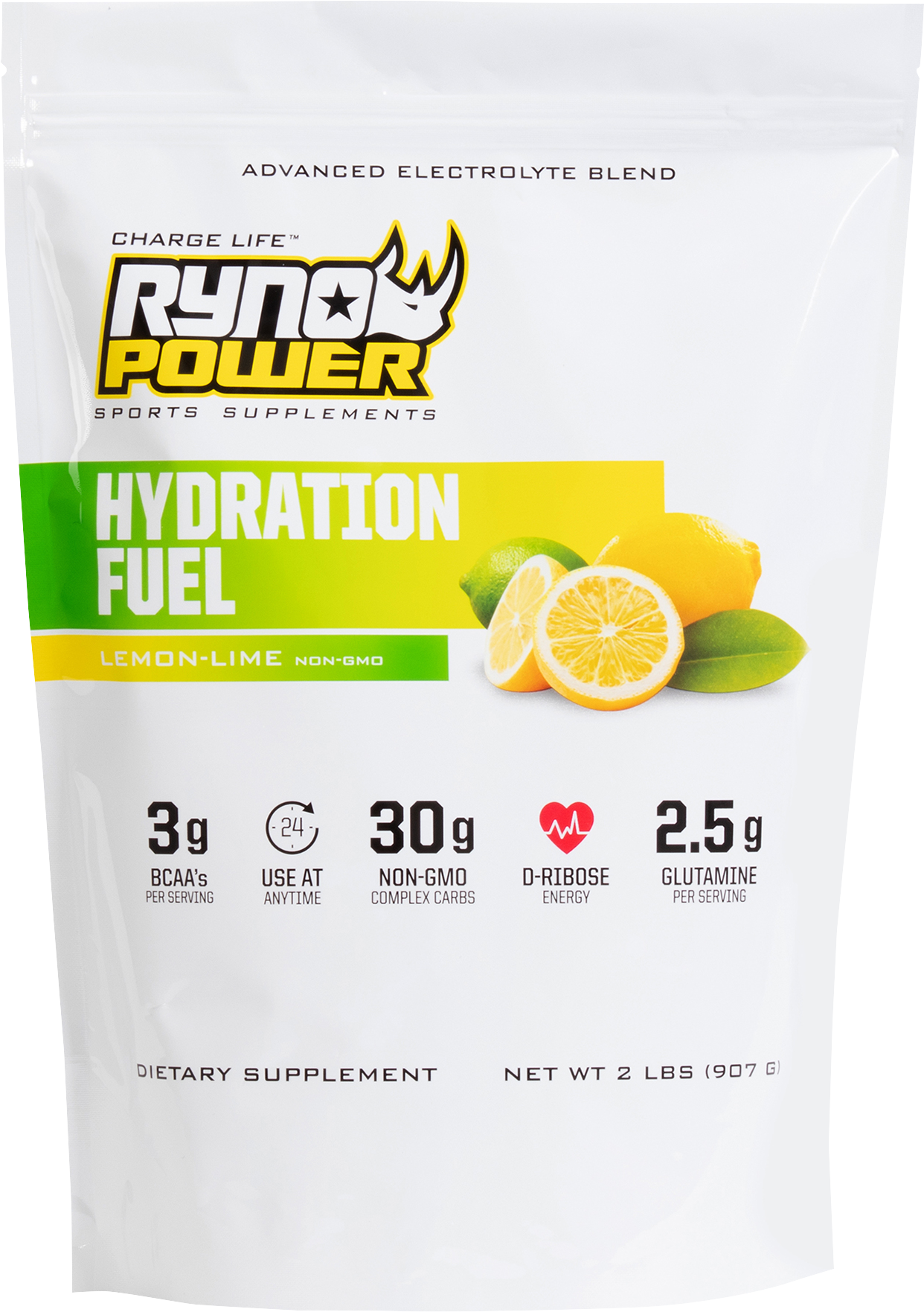 Ryno Power Hydration Fuel Electrolyte Lemon/Lime Drink Mix HYD-LL 2 lbs.
