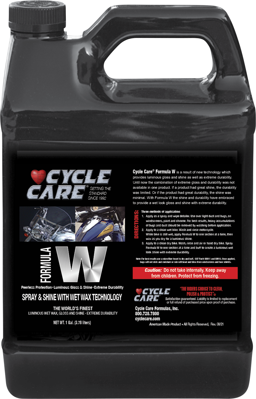 Cycle Care 1 Gal Formula W Motorcycle Wet Liquid Wax Cleaner Polish Bottle