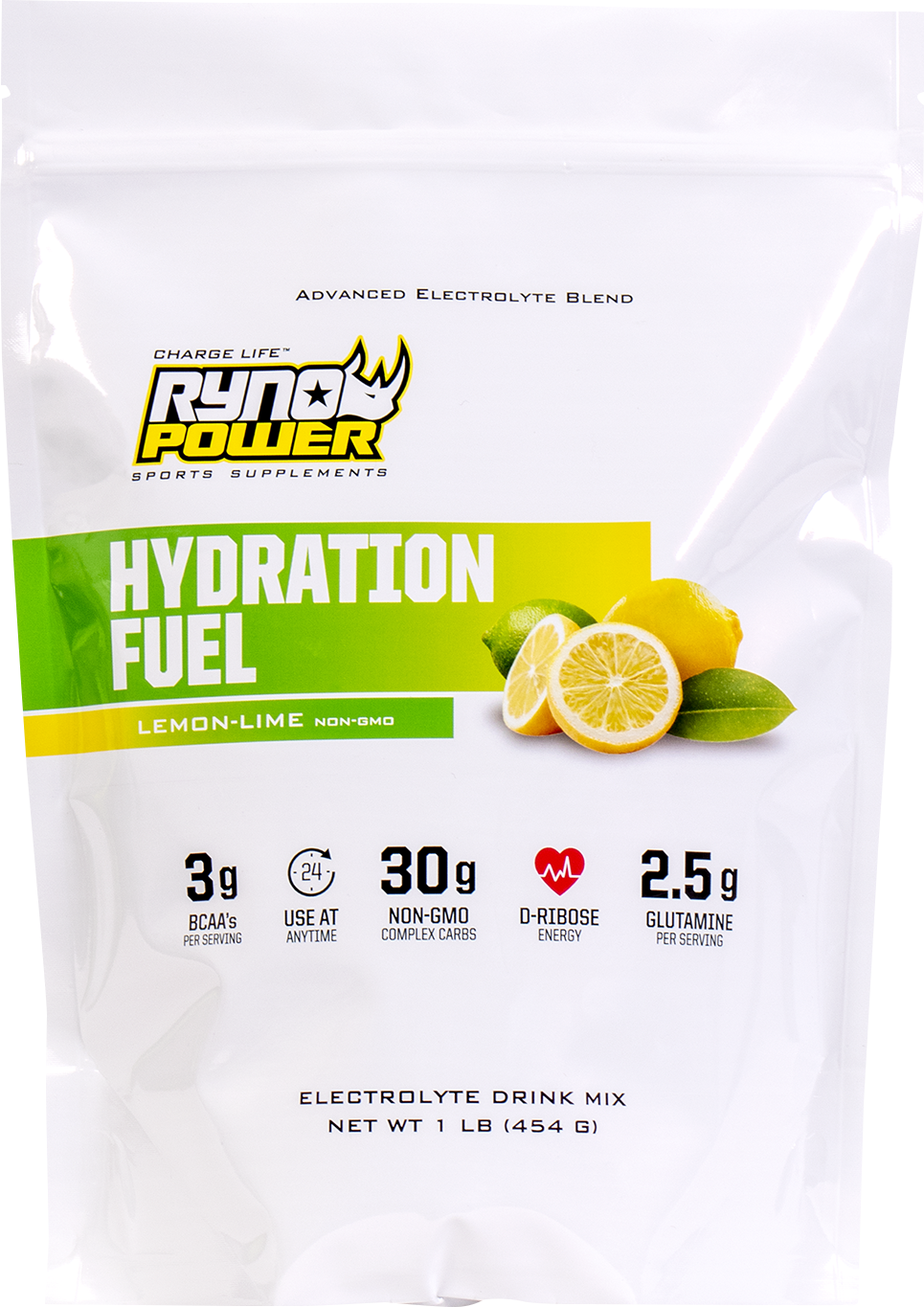 Ryno Power Hydration Fuel Electrolyte Lemon/Lime Drink Mix 1LB-HYD-LL 1 lb
