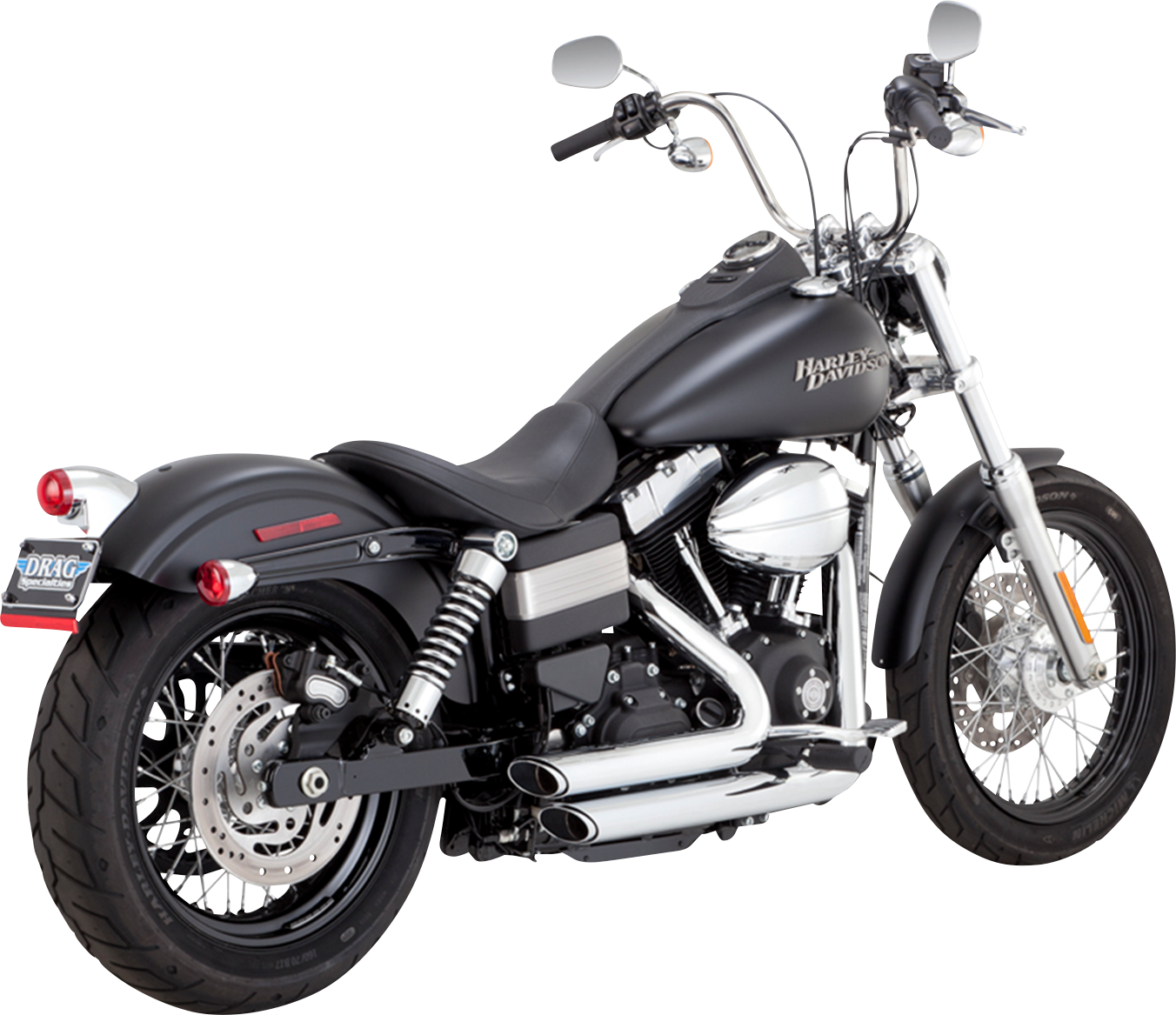 Vance & Hines Chrome Short Shot Staggered Exhaust System 2012-2017 Harley Dyna