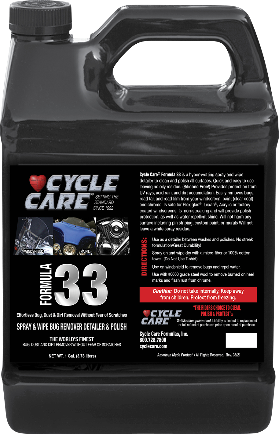 Cycle Care 1 Gal Formula 33 Motorcycle Bug Remover Detailer Polish Spray Bottle