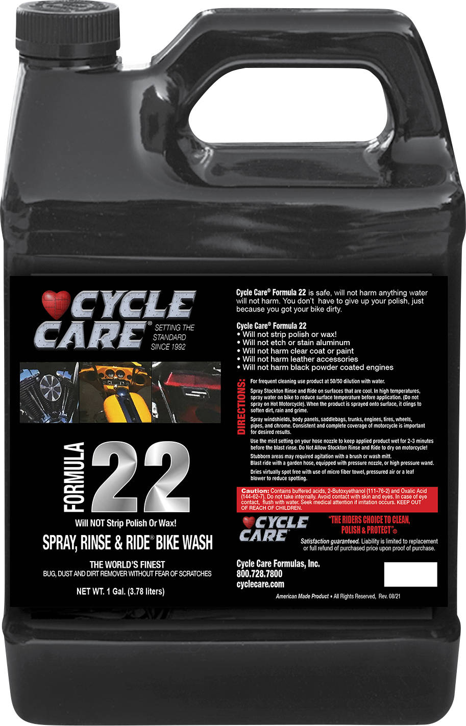 Cycle Care 1 Gal Formula 22 Motorcycle Spray Rinse & Ride Bike Wash Bottle