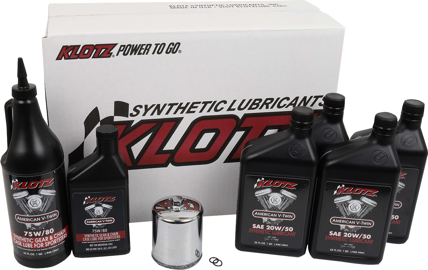 Klotz Synthetic 20W-50 Premium Oil Change Kit 1984-2022 Harley Sportster Models
