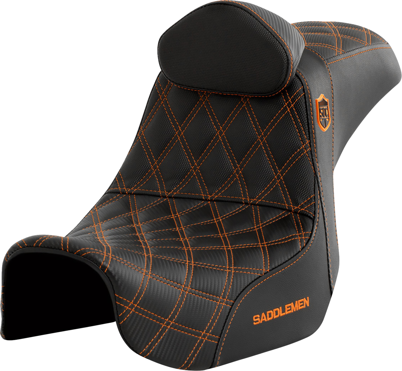 Saddlemen SDC Pro Series Orange Lattice Seat & Backrest fits 2006-17 Harley Dyna