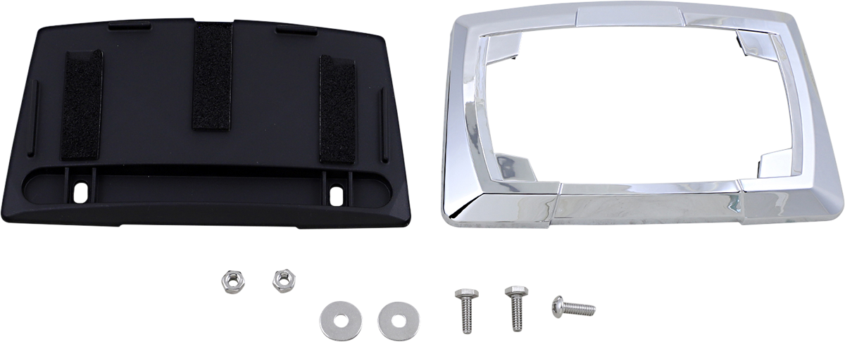 Ciro Chrome Rectangular Motorcycle License Plate Frame Kit for Harley Davidson