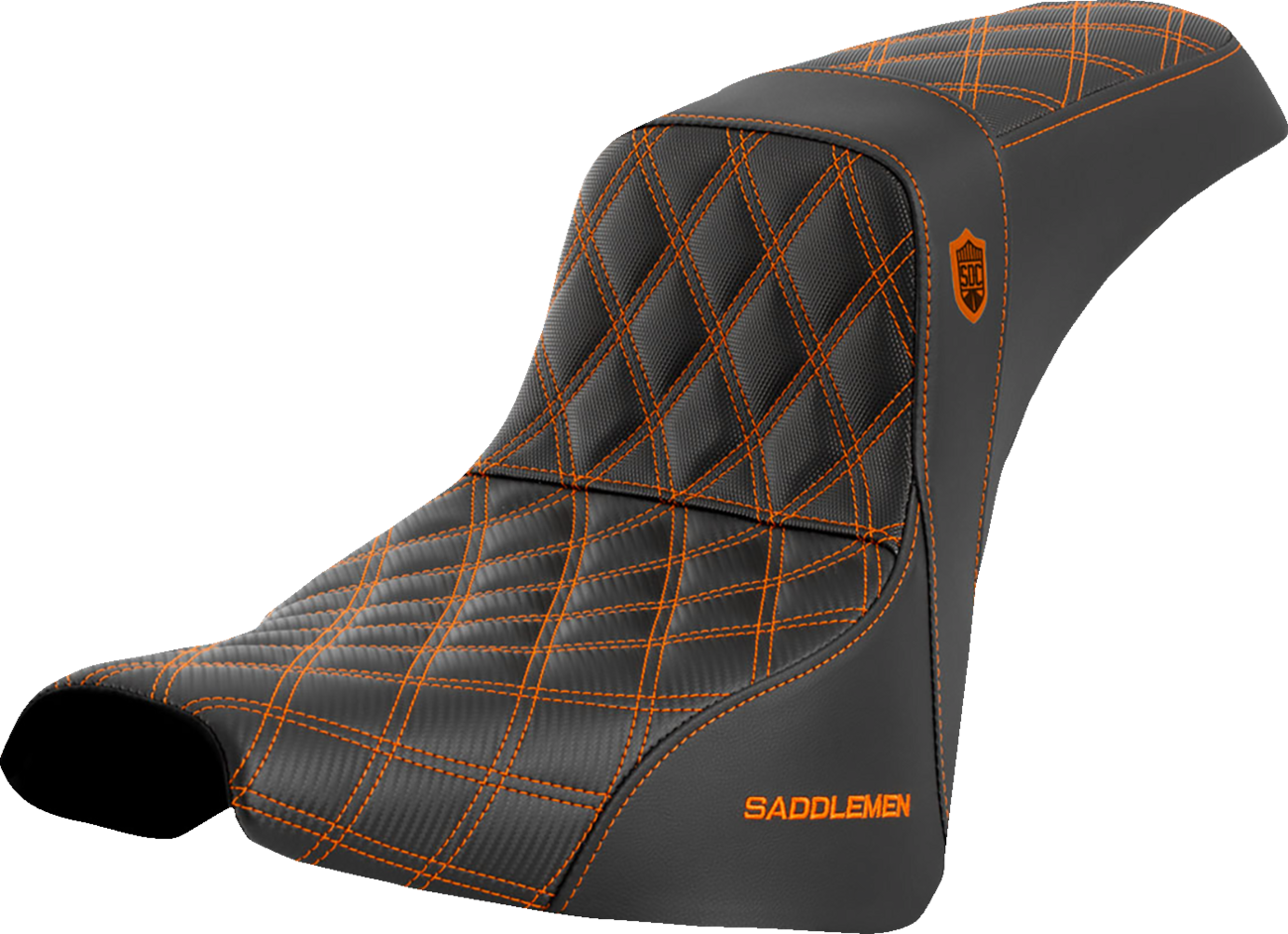 Saddlemen SDC Pro Series Orange Lattice Gel Seat for 2018-24 Harley Softail FXBB