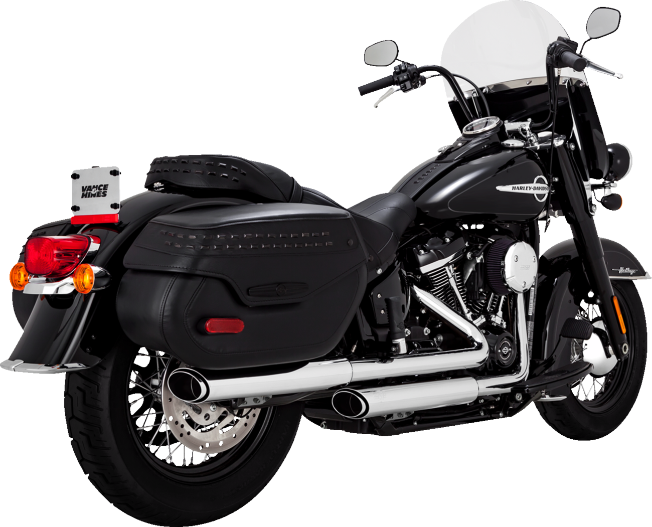 Vance & Hines Twin Slash 3" PCX Chrome Mufflers for 2018-23 Harley Softail FLHC