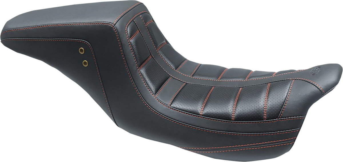 Mustang Squareback Black Red Seat fits 2008-2023 Harley Touring Models