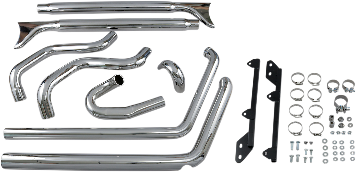 Bassani True Dual Fishtail Chrome 2-2 Motorcycle Exhaust 2007-17 Harley Softail