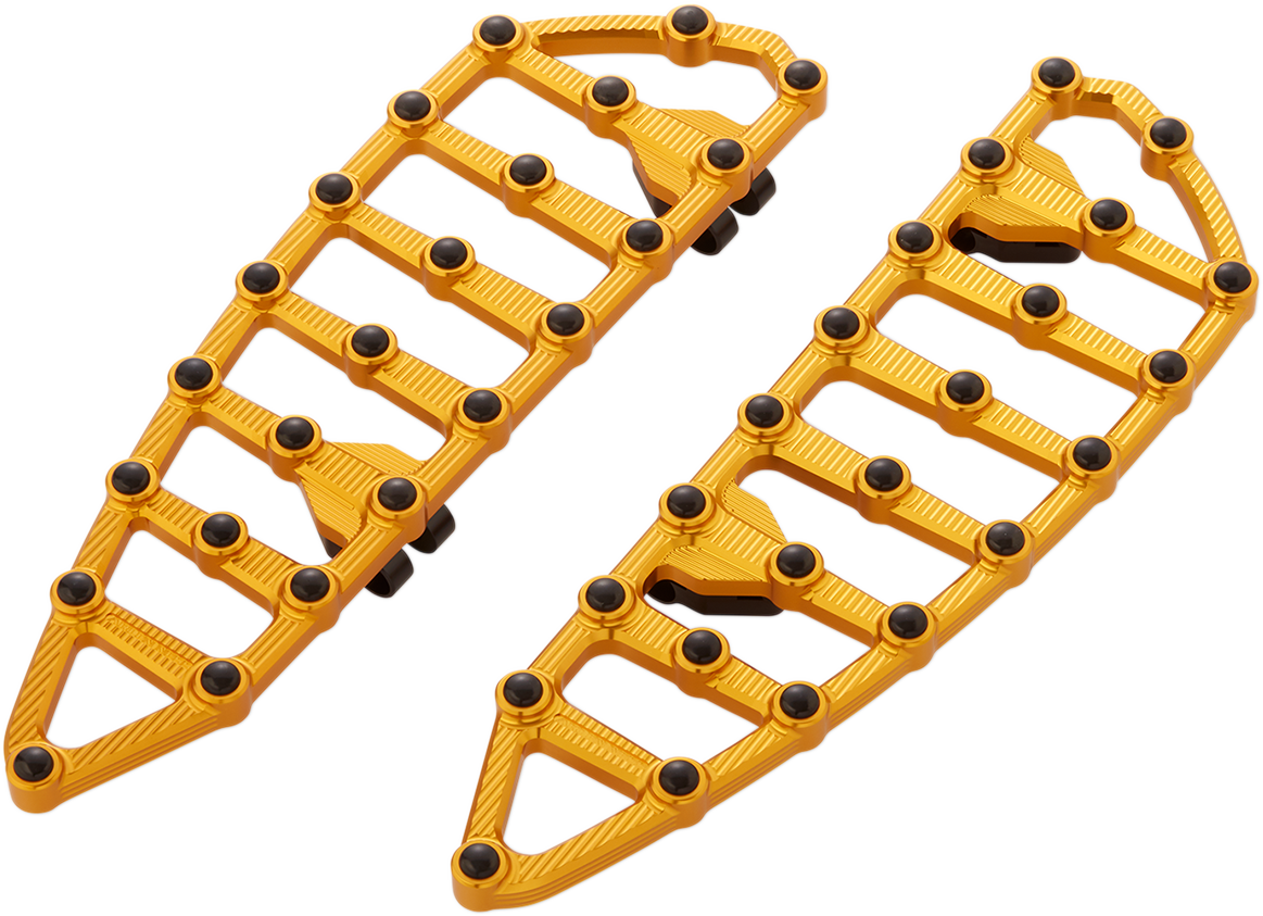 Arlen Ness MX Gold Driver Floorboards for 1980-24 Harley Touring Softail Models