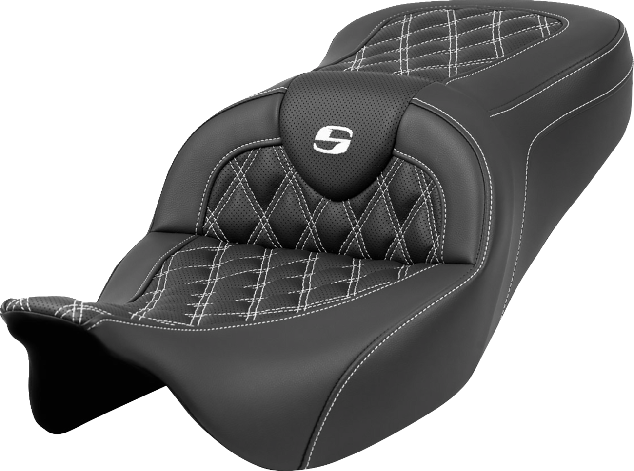Saddlemen Roadsofa White Lattice Stitch Gel Seat fits 2008-2023 Harley Touring