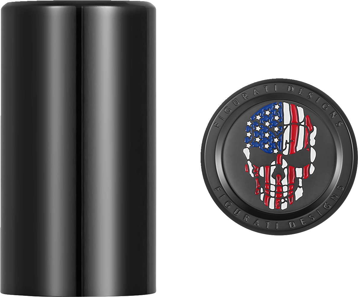 Figurati Skull USA Flag Black Long Magnetic Docking Hardware Covers for Harley
