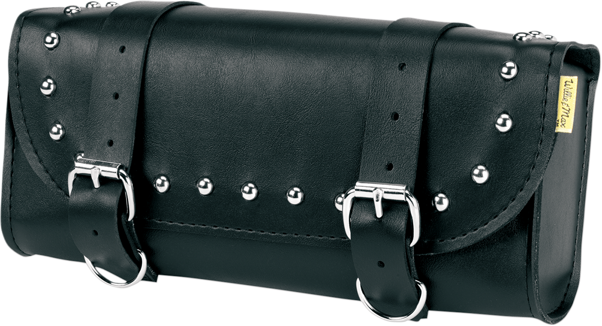 Willie & Max Black Studded Ranger Synthetic Leather Front Fork Buckle Tool Pouch