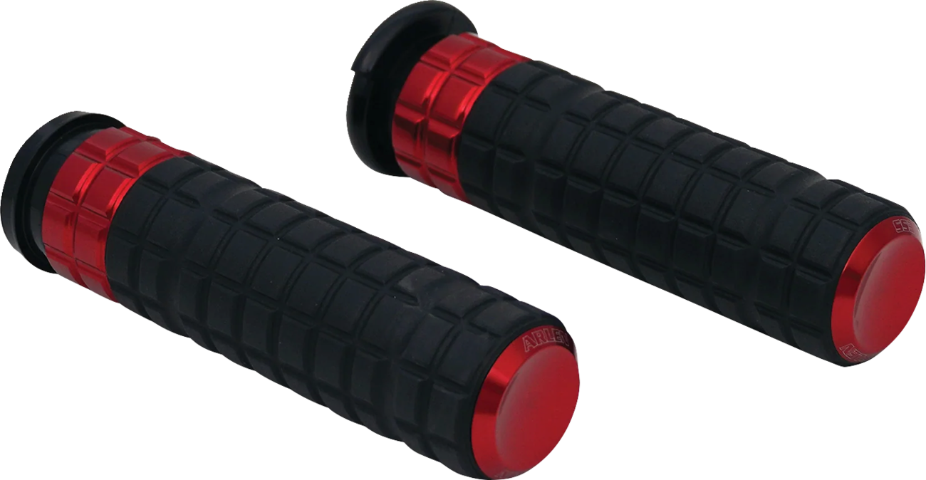 Arlen Ness Speedliner Red TBW Handlebar Hand Grips 2008-2024 Harley Touring