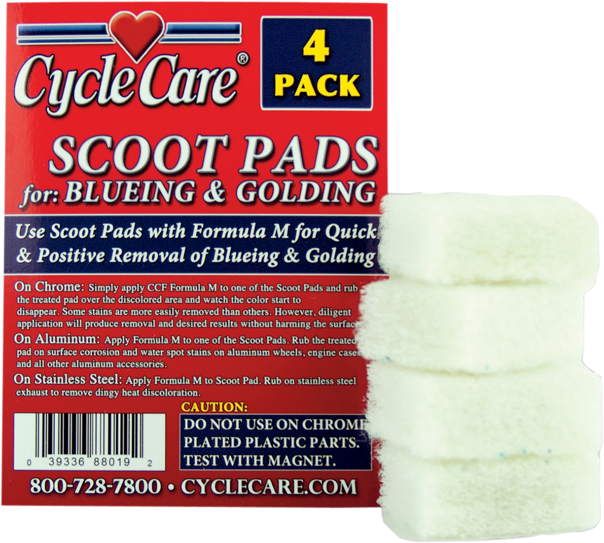 Cycle Care 4-Pack Scoot Pad Polishing Cleaning Applicators for Blueing & Golding