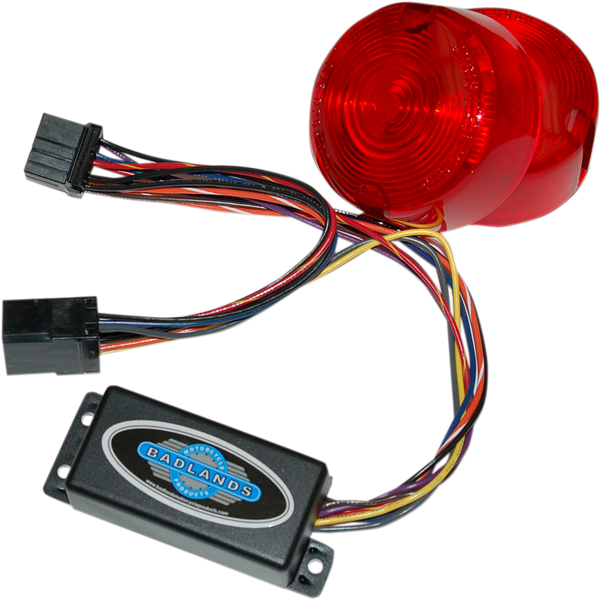 Badlands 8 pin Turn Signal Illuminator & Red lenses 1997-2001 Harley Softail FXD