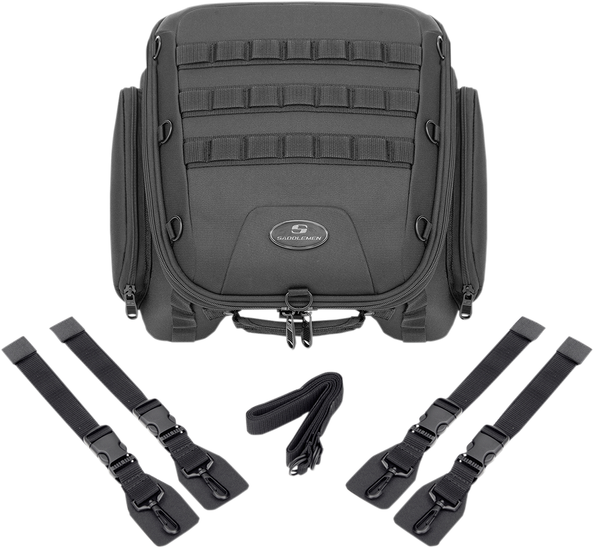 Saddlemen Black Textile Tactical Tunnel Cruiser Tail Bag for Harley Touring