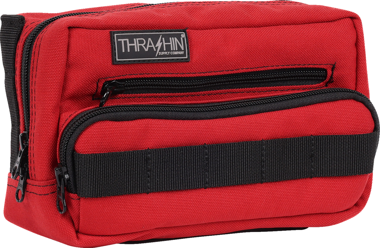 Thrashin Supply Red Motorcycle Handlebar Storage Bag Plus for Harley THB-0017