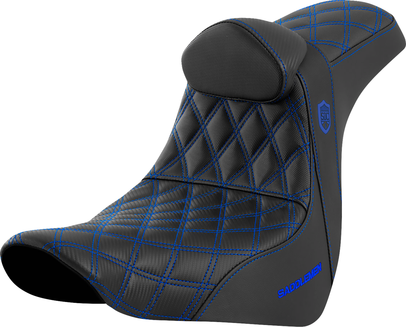 Saddlemen SDC Pro Series Blue Lattice Seat & Backrest 18-25 Harley Softail FXLR