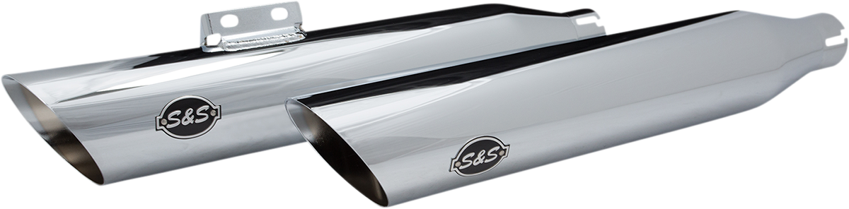 S&S Chrome Slash Cut Slip-On Exhaust Mufflers 2018-2022 Harley Softail FLFB