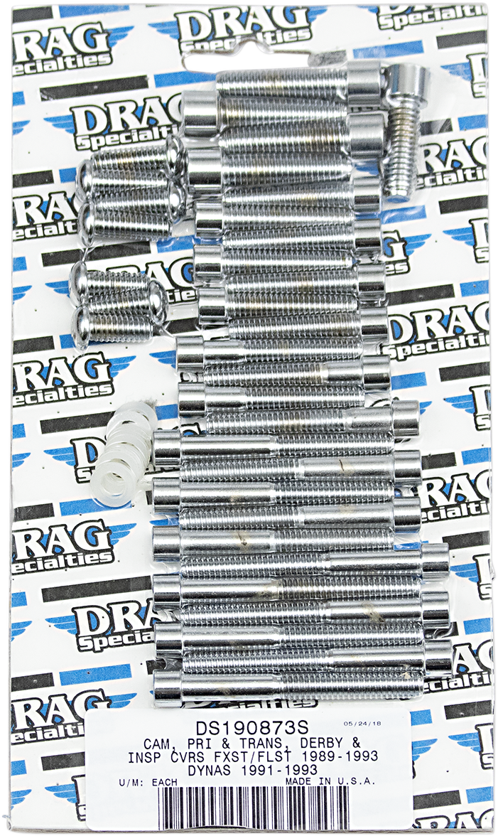 Drag Specialties Chrome Smooth Socket Head Primary Bolt Set 89-93 Harley FXST