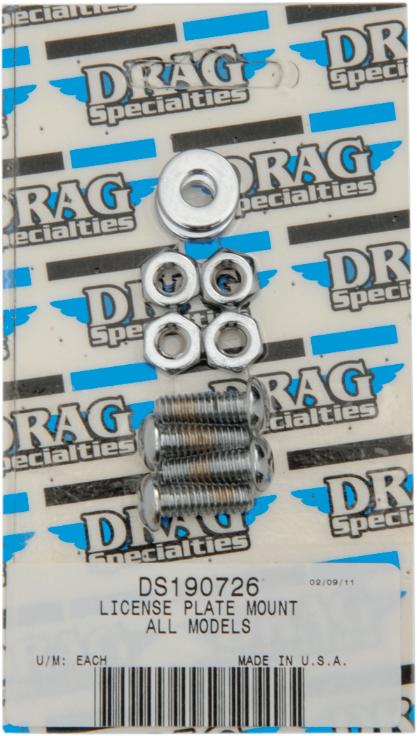 Drag Specialties Chrome Rear Motorcycle License Plate Bolt Mount Set Harley