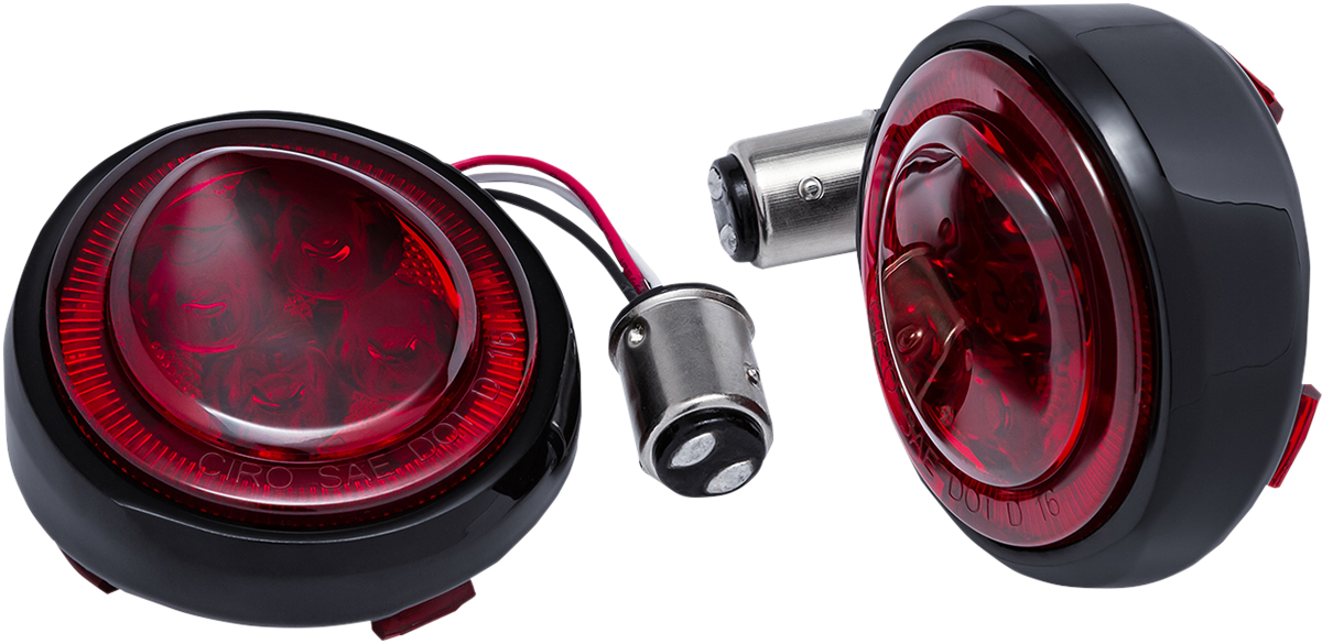 Ciro Fang Rear Red LED Motorcycle Turn Signal Inserts 2007-2020 Harley Softail