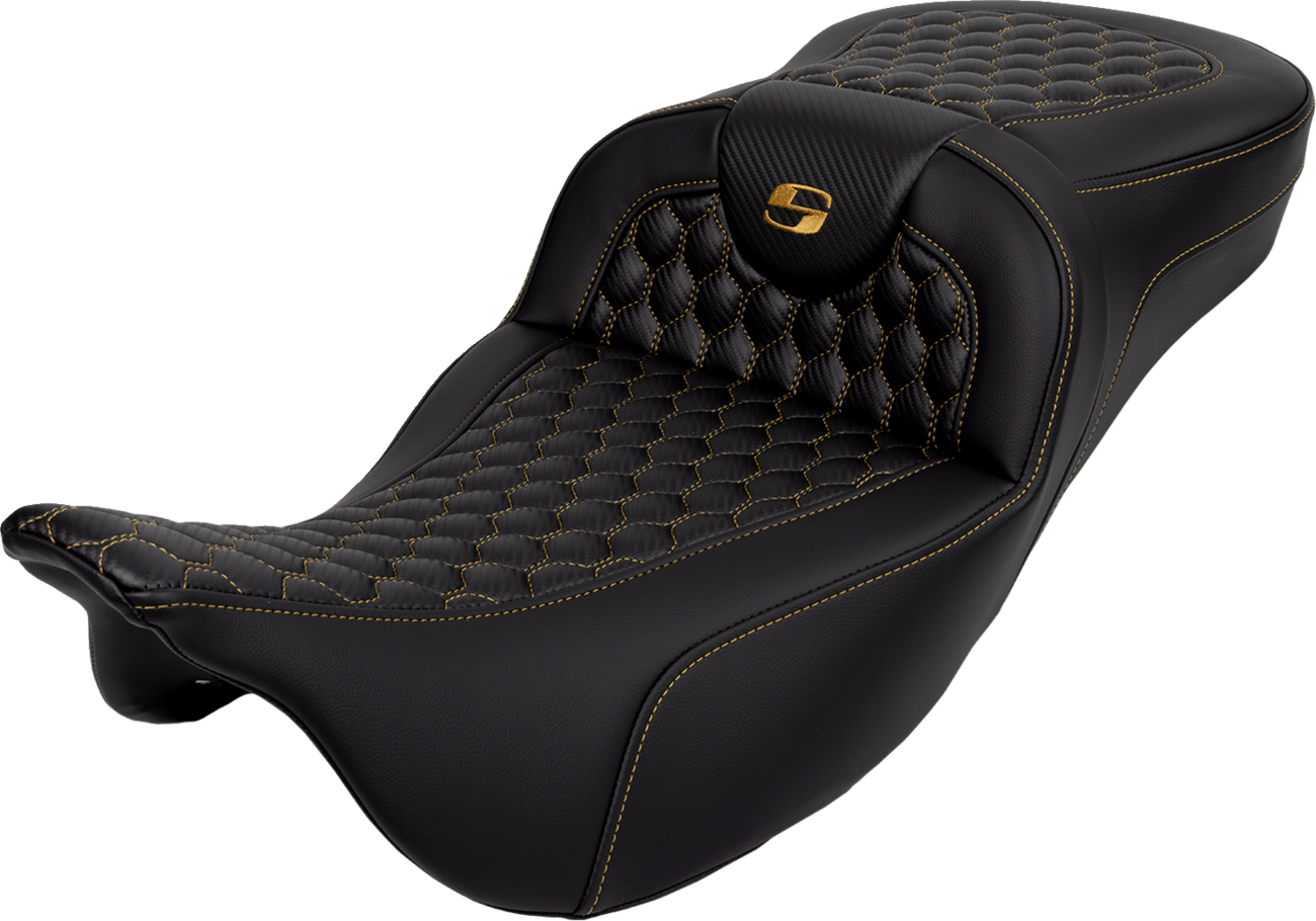 Saddlemen Roadsofa Gold Honeycomb Extended Gel Seat for 2008-2025 Harley Touring