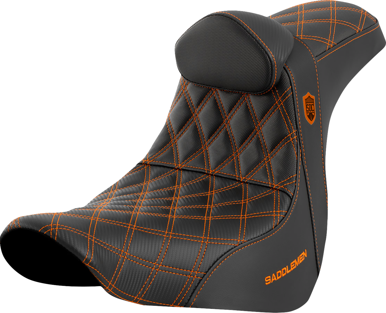 Saddlemen SDC Pro Series Orange Lattice Seat & Backrest 18-24 Harley Softail FXL