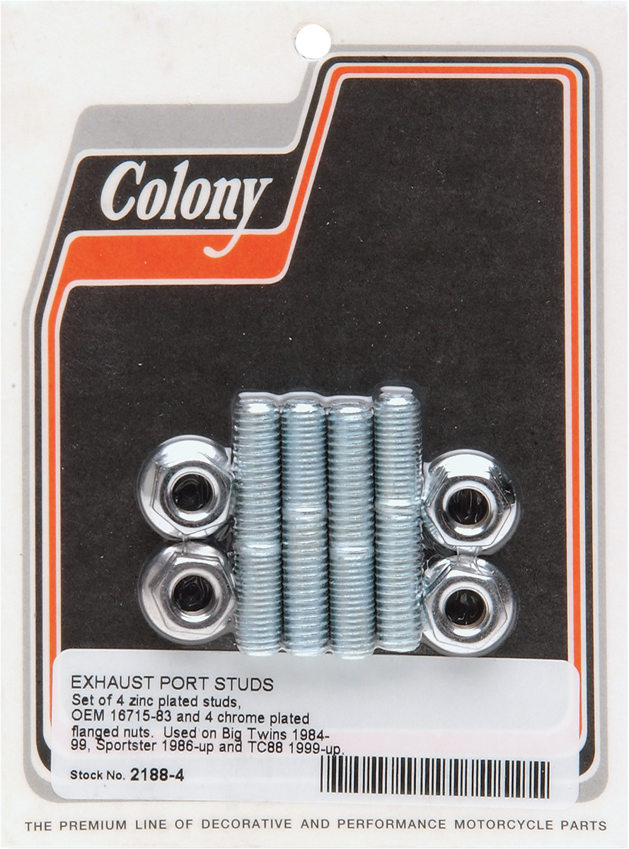 Colony Exhaust Stud Nut Fastener Kit for 1982-18 Harley Dyna Touring Softail XLH