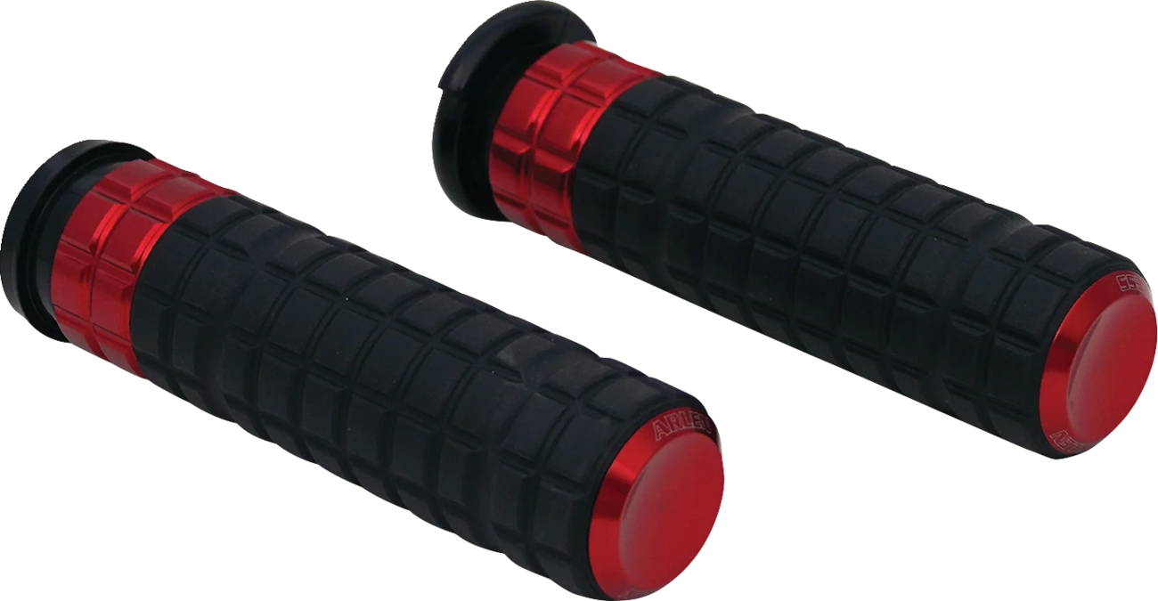 Arlen Ness Speedliner Red Cable Handlebar Hand Grips 1980-2022 Harley Davidson