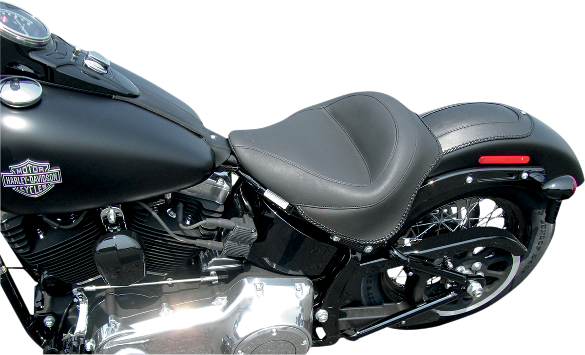 Mustang Black Vinyl Wide Motorcycle Solo Seat 2011-2017 Harley Softail Models