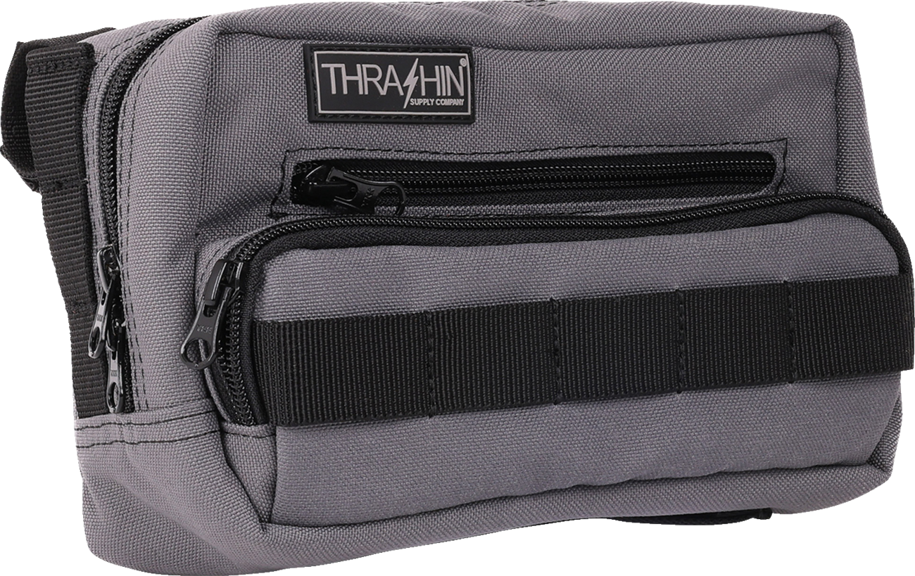 Thrashin Supply Gray Motorcycle Handlebar Storage Bag Plus for Harley THB-0018