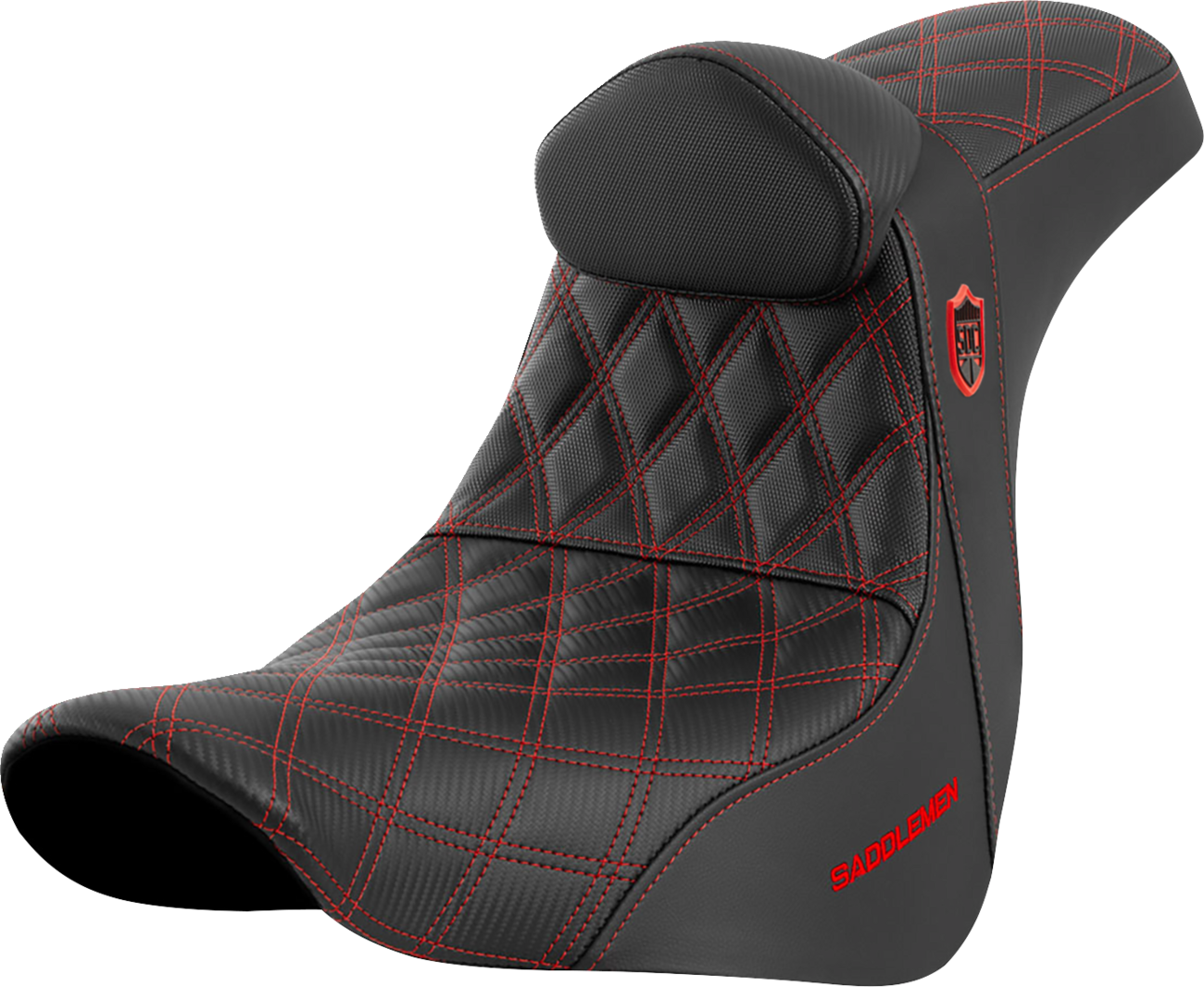 Saddlemen SDC Pro Series Red Lattice Seat & Backrest 2018-24 Harley Softail FXLR