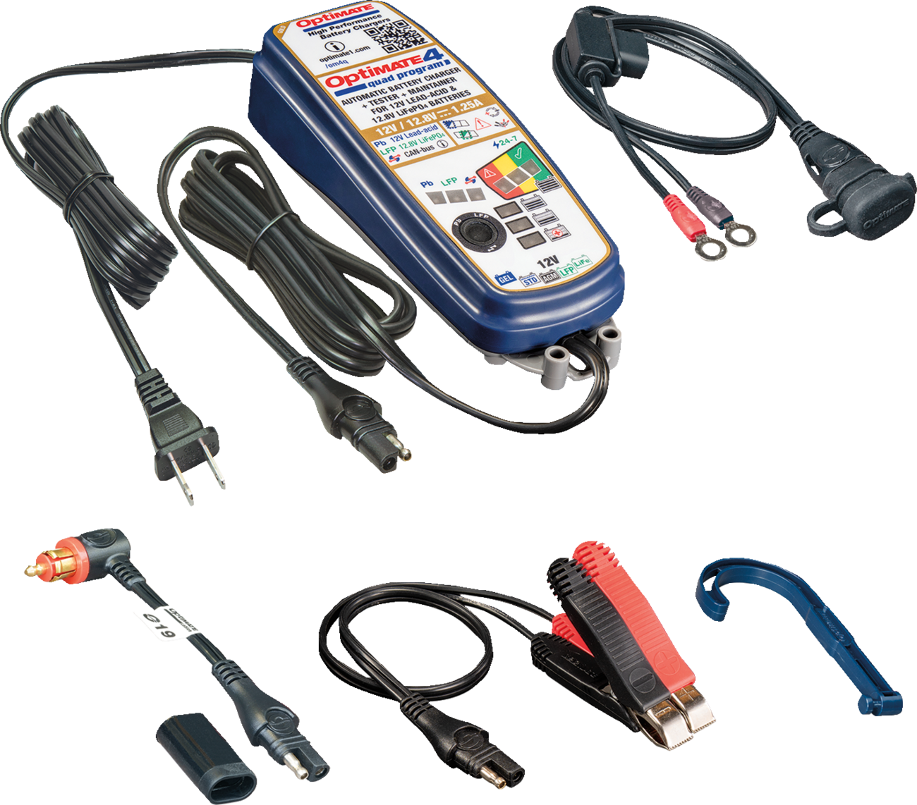 Tecmate Optimate 4 Premium Quad Battery Charger Maintainer 12V Motorcycle ATV