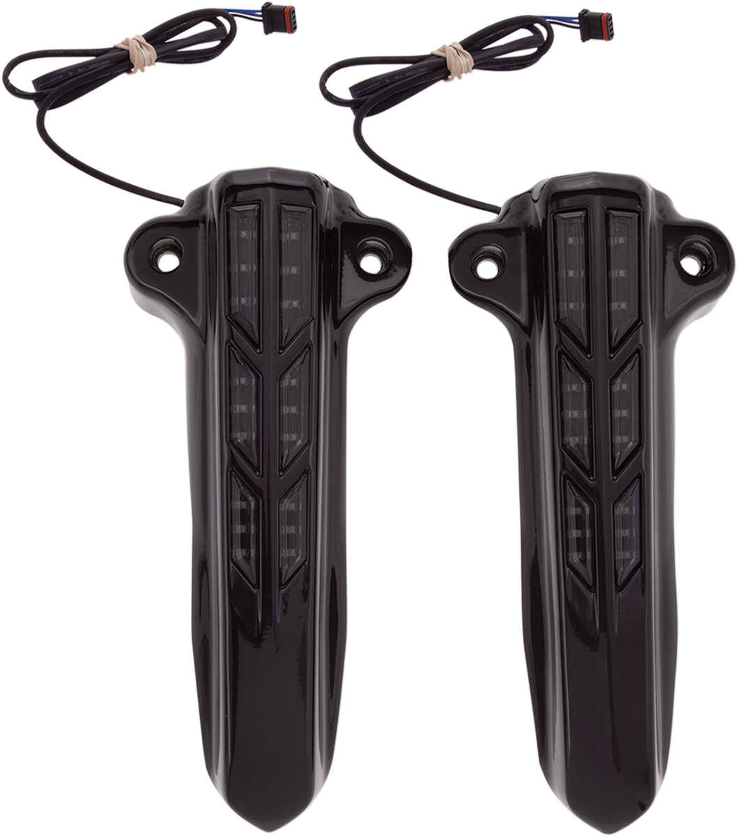 Ciro Black Lower Front Fork Leg LED Covers fits 2014-2021 Harley Touring