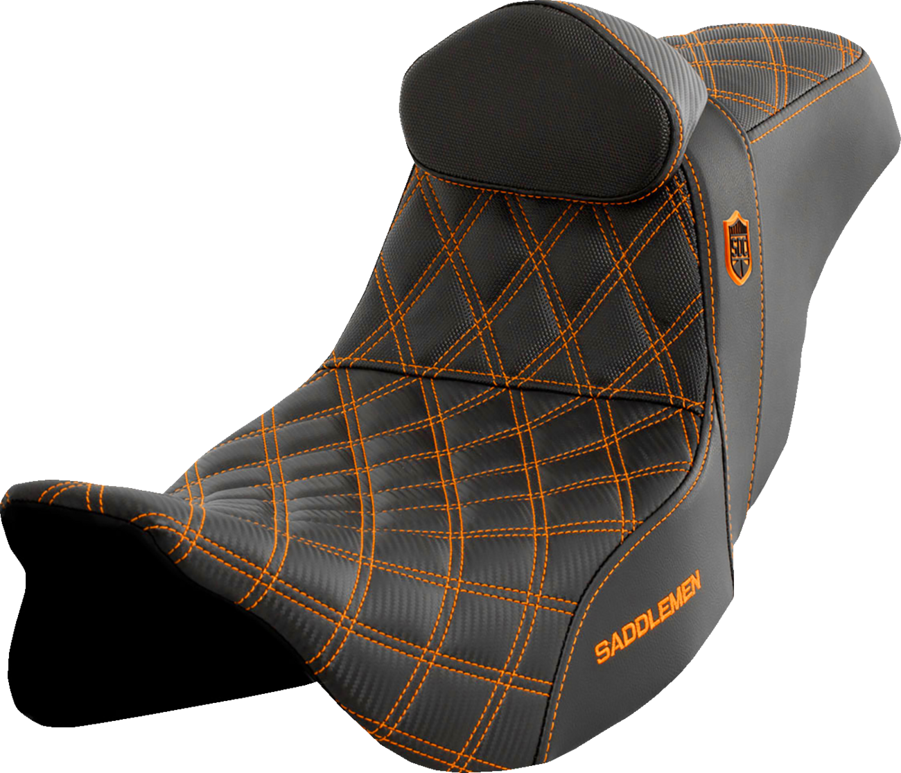 Saddlemen SDC Pro Series Orange Lattice Seat & Backrest for 08-24 Harley Touring