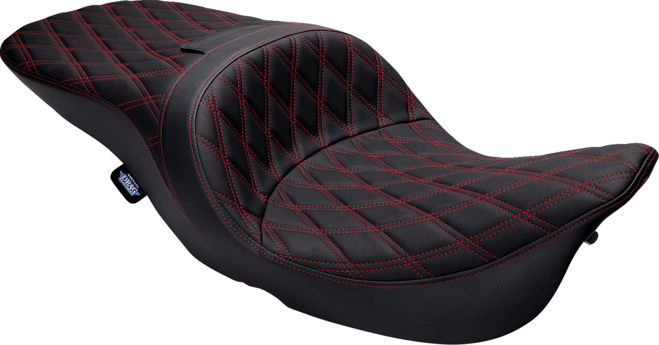 Drag Specialties Freedom Double Diamond Red Stitch Seat 1997-07 Harley Touring