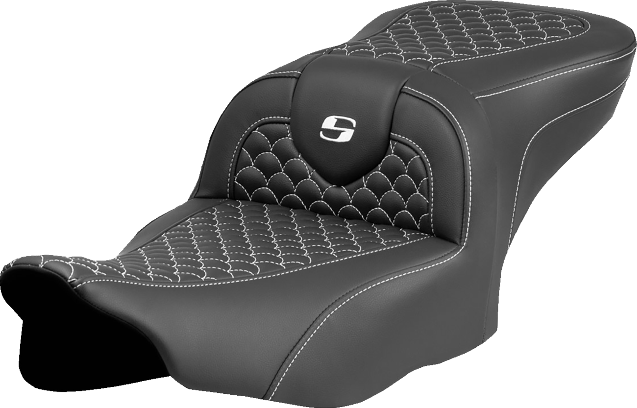 Saddlemen Roadsofa White Dragon Scale Stitch Seat fits 2023-2025 Harley Touring
