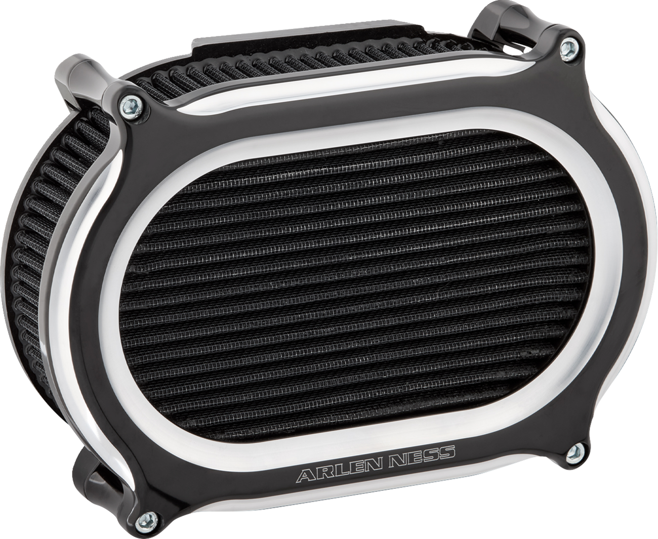 Arlen Ness Stage II Silver Black Oval Air Filter Cleaner Kit 2017-2024 Harley M8