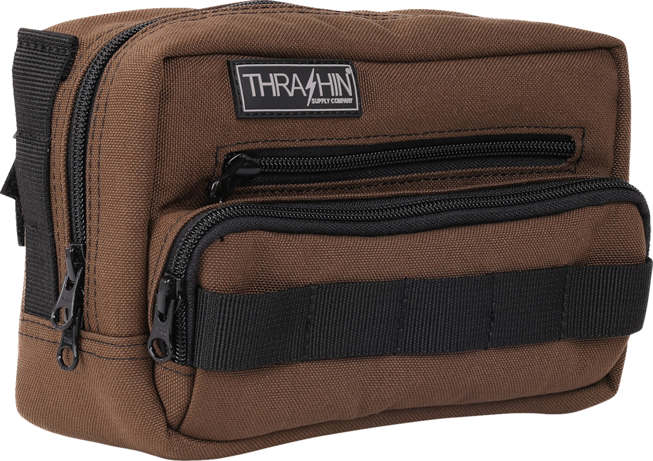 Thrashin Supply Brown Motorcycle Handlebar Storage Bag Plus for Harley THB-0009