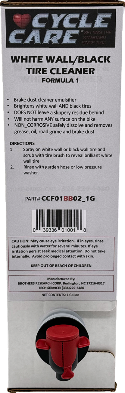 Cycle Care 1 Gal Bag in Box Formula 1 Motorcycle White Wall Tire & Wheel Cleaner
