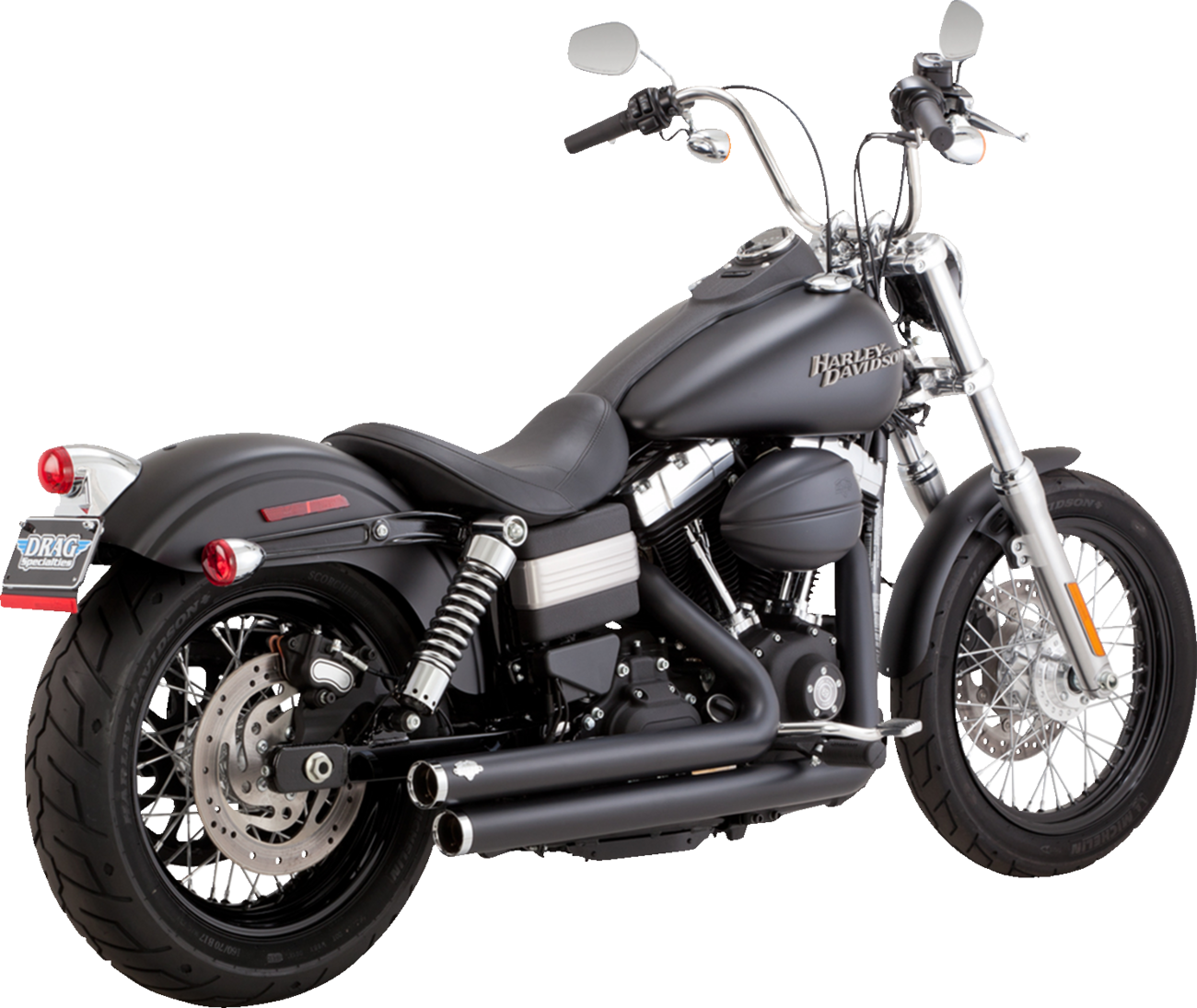 Vance & Hines Big Shots Staggered Black Exhaust System for 2006-2009 Harley Dyna