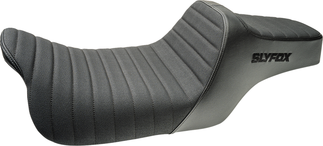 Slyfox Highnoon Black Classic Stitch 2 Up Seat for 2008-2024 Harley Davidson