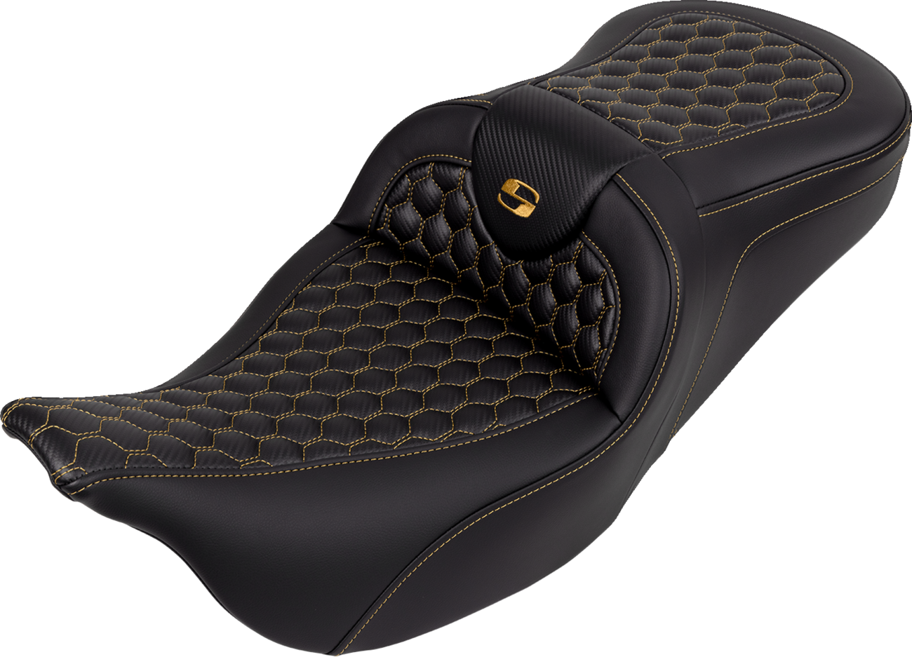 Saddlemen Roadsofa Gold Honeycomb Stitch Gel Seat fits 2008-2023 Harley Touring