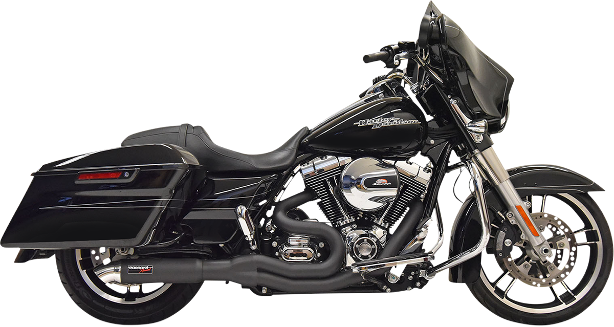 Bassani Road Rage II 2-1 Hot Rod Turnout Black Exhaust 2007-2016 Harley Touring