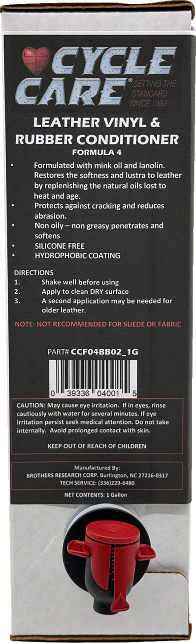 Cycle Care 1Gal Bag in Box Formula 4 Leather Vinyl Rubber Conditioner Protectant