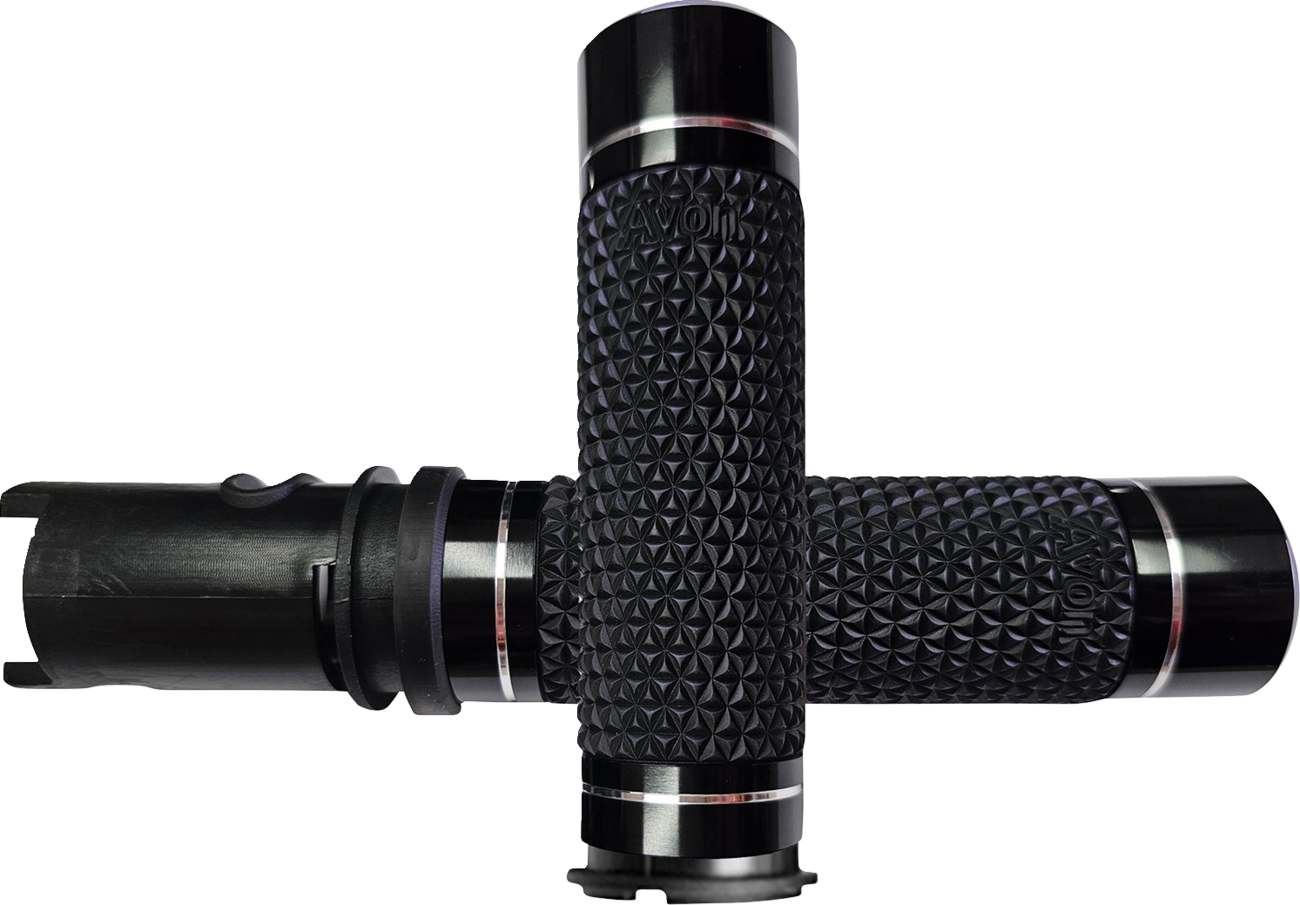 Avon K25 TBW Black Knurled Handlebar Grips for 2023-2025 Harley Touring Softail